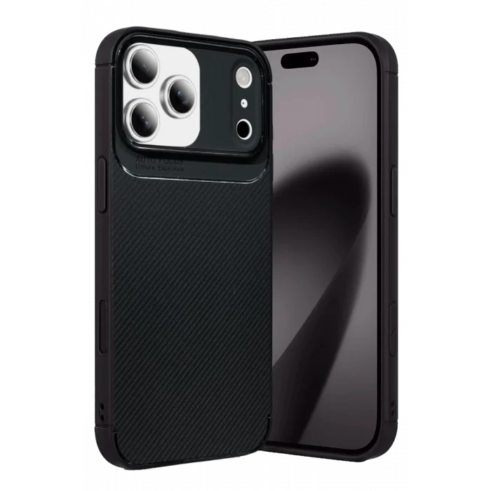 Mey İthalat®   iPhone 17 Pro Max Auto Focus Karbon Kapak - Siyah