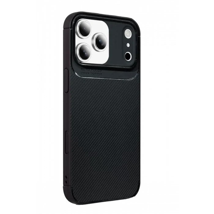 Mey İthalat®   iPhone 17 Pro Max Auto Focus Karbon Kapak - Siyah