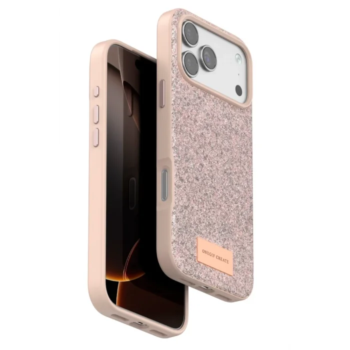 Mey İthalat®   iPhone 17 Pro Max Bright Simli Kapak - Pembe