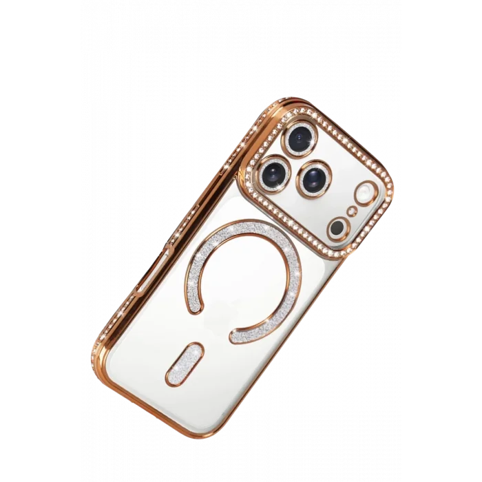 Mey İthalat®   iPhone 17 Pro Max Joke Simli Magneticsafe Kılıf - Turuncu