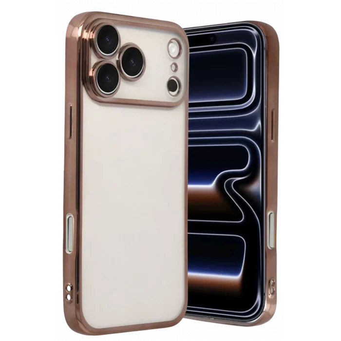 Mey İthalat®   iPhone 17 Pro Max  Lensli Silikon - Çöl Titanyum
