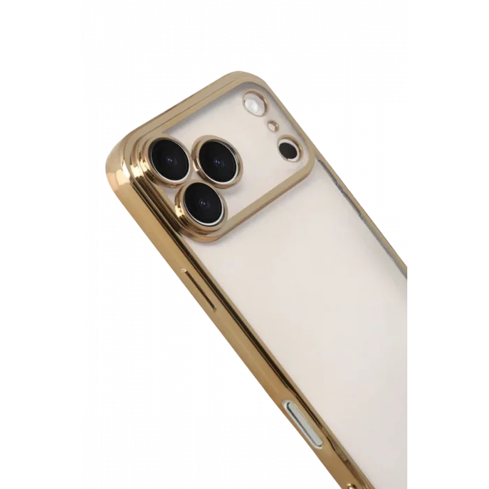 Mey İthalat®   iPhone 17 Pro Max  Lensli Silikon - Gold