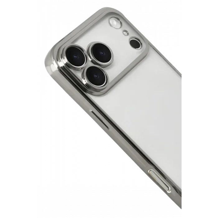 Mey İthalat®   iPhone 17 Pro Max  Lensli Silikon - Gümüş