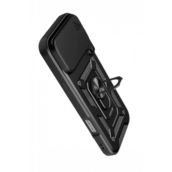 Mey İthalat®   iPhone 17 Pro Max Pars Lens Yüzüklü Silikon - Siyah