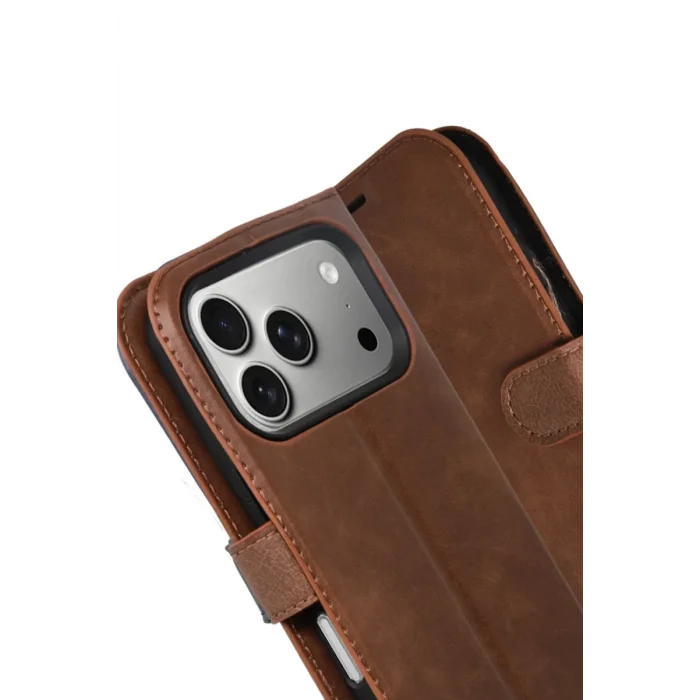 Mey İthalat®   iPhone 17 Pro Max Trend S Plus Kapaklı Kılıf - Taba
