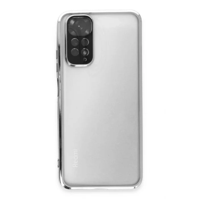 Mey İthalat®   Redmi Note 11 Kılıf  Lensli Silikon - Gümüş