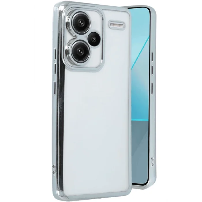 Mey İthalat®   Redmi Note 13 Pro Plus Kılıf  Lensli Silikon - Gümüş