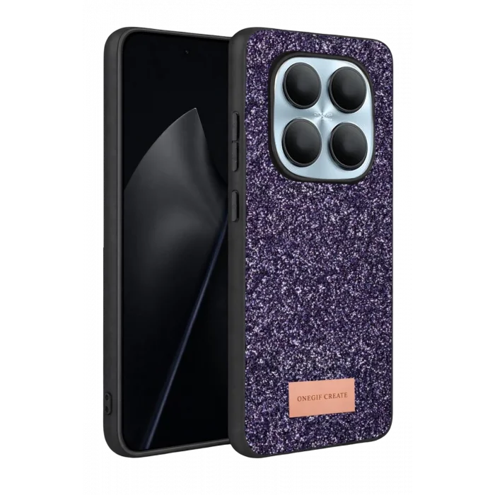 Mey İthalat®   Redmi Note 15 Pro 5G Bright Simli Kapak - Derin Mor