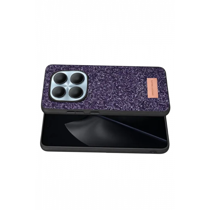 Mey İthalat®   Redmi Note 15 Pro 5G Bright Simli Kapak - Derin Mor