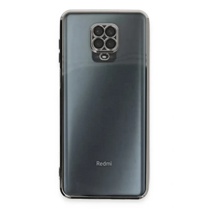 Mey İthalat®   Redmi Note 9 Pro Kılıf  Lensli Silikon - Gümüş