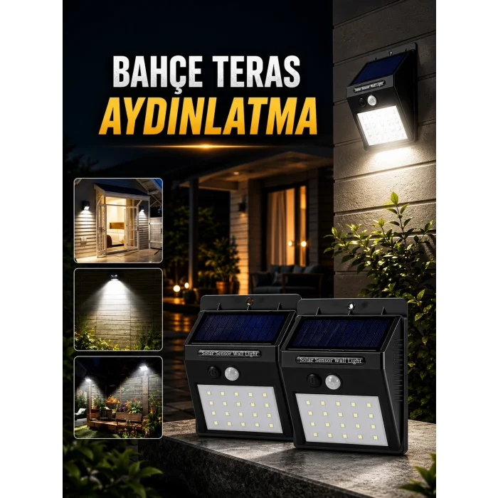 Mey İthalat® Solar Lamba Giriş, Bahçe Yol Avlu Hareket Sensörlü Led