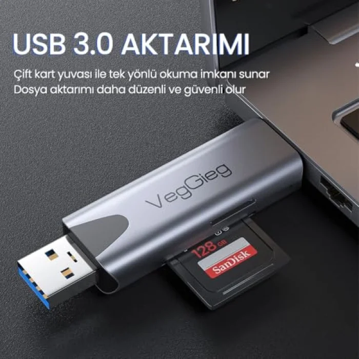 Type-C ve USB 3.0 SD-MicroSD TF Kart Okuyucu