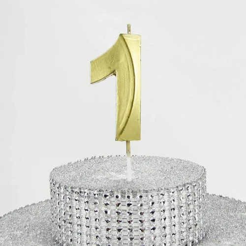 1 Bir Rakamlı Gold (Altın) Mum 6.5 Cm