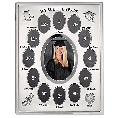 (1, Silver) - 835080 My School Years Silver Plated 8x10 Multi Picture Frame