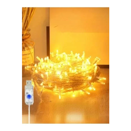 10 Mt Yılbaşı Led Günışığı Usb Girişli Noel Dekorasyon Üç Kademeli, Sarı