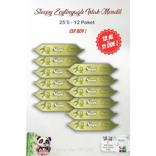 12 AL 11 ÖDE Sleepy Doğal Zeytinyağlı Islak Mendil 25li ve ROSIE
