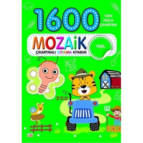 1600 Mozaik Çıkartmalı Boyama Kitabım Yeşil Kitap