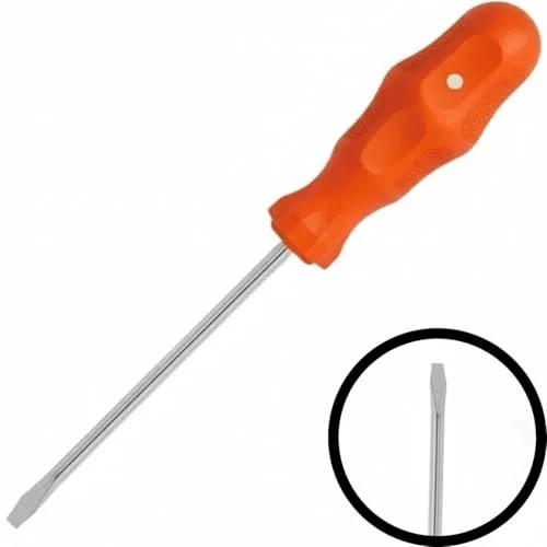 18 cm Mıknatıslı Düz Uçlu Tornavida – Ergonomik Turuncu Saplı Dayanıklı El Aleti