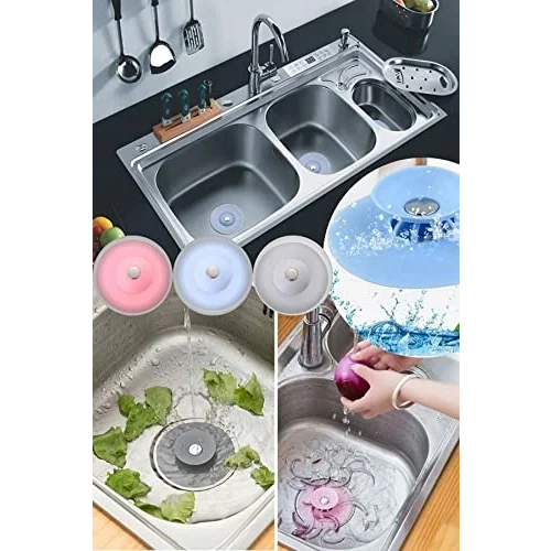 2 Kademeli Dokunmatik Lavabo Tıkacı Silikon Lavabo Gider Tıpası