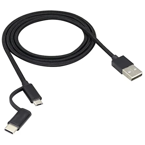 2si 1 Arada Çok Hızlı Şarj Kablosu USB Adan Tip-c Kablosuna USB Adan Mikro USB Kablosuna Naylon Örgülü USB Adan Cye/Tip C/Mikro USB Şarj Cihazı Senkronizasyon Kablosu (Siyah/3.3 ft)
