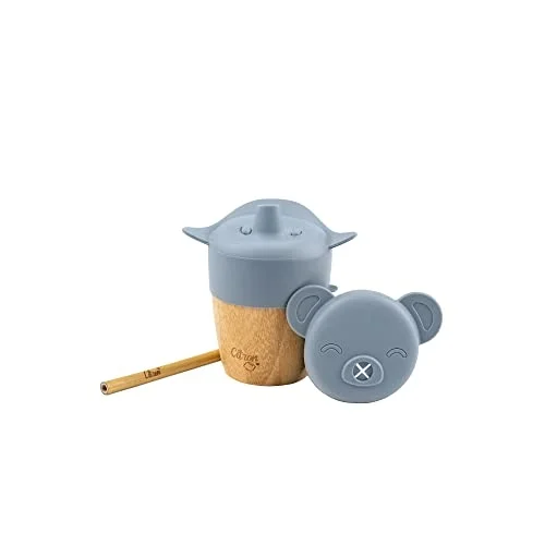 2si 1 Arada Kapaklı ve Pipetli Organik Bambu Alıştırma Bardağı - Blue 1073636