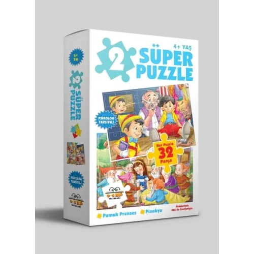 2 Süper Puzzle - Pamuk Prenses - Pinokyo 4+ Yaş