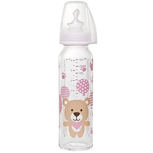250 Ml Antikolik Cam Biberon (Kız, 0-6 Ay, Pembe)