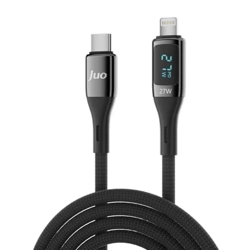 27W Dijital Led Ekranlı USB Type-C to Lightning iPhone iPad Hızlı Şarj ve Data Kablosu 1 Metre
