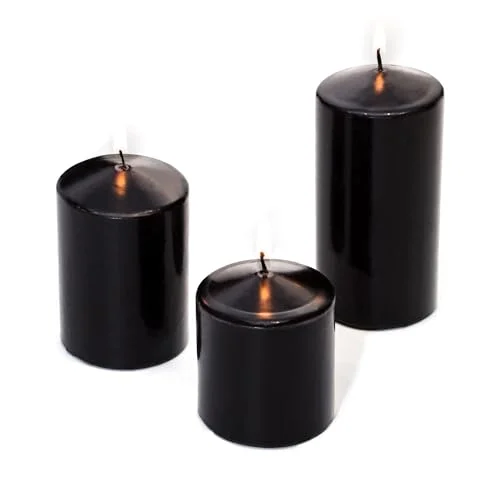 3lü Siyah Silindir Mum Seti (5,5 cm -7,5 cm-10 cm)