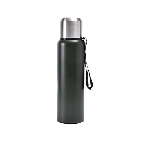 304 L Çelik 750 ml Yeşil Kamp Piknik Termos Tutmalı Termos cin491ys