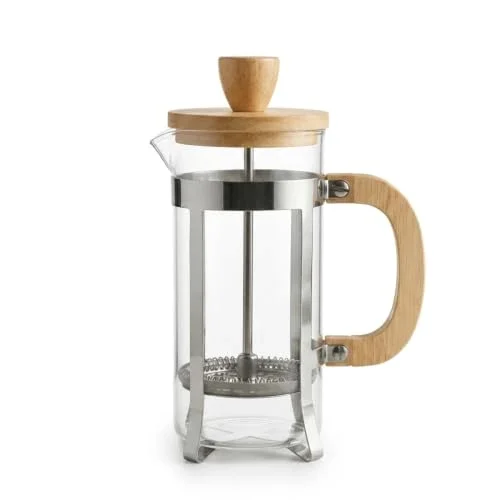 350 ml French Press Kahve ve Bitki Çayı Demliği - Paslanmaz Çelik İç Yapı, Akasya veya Bambu Ahşap Detay Seçenekleriyle Lüks Borosilikat Cam Tasarım (BAMBU KULP)
