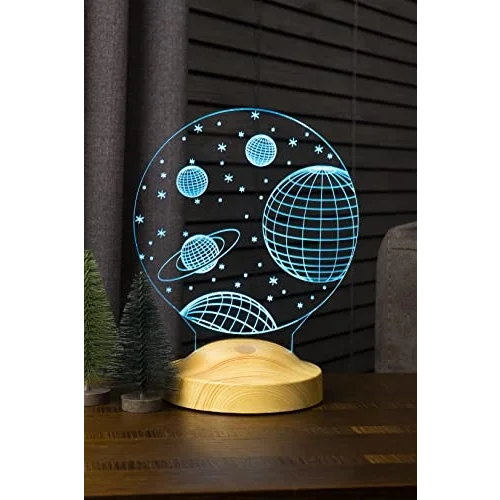 3D 3 Boyutlu Uzay Temalı LED Lamba