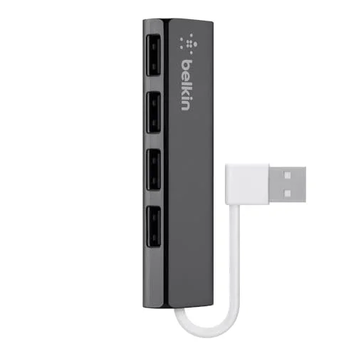 4 USB-A Girişli HUB, USB 2.0, Ultra Slim, Siyah