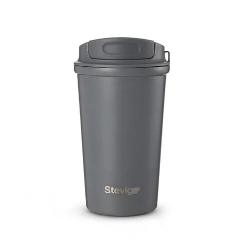 4 Work Flip Open Coffee Mug Çelik Termos 400 Mililitre Grey ST-251