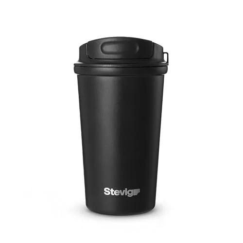 4 Work Flip Open Coffee Mug Çelik Termos 400 ML Black ST-250