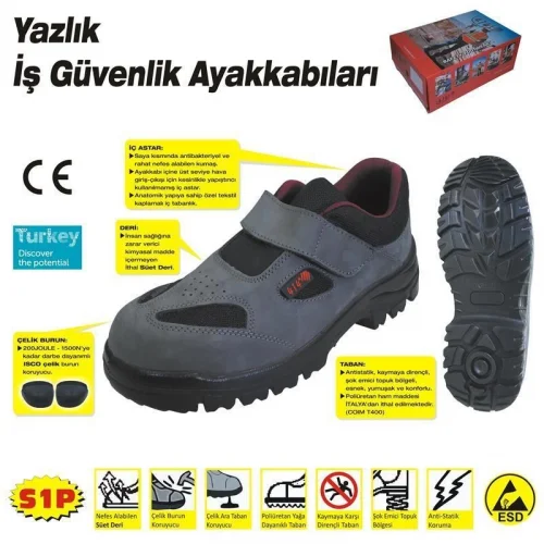 Mey İthalat® 414 YAZLIK S1 41 No Çelik Burunlu Ayakkabı