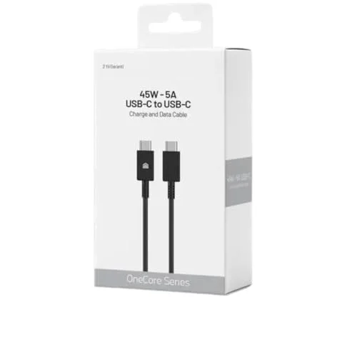 45W-5A USB-C to USB-C Hızlı Şarj ve Data Kablosu 1m Siyah