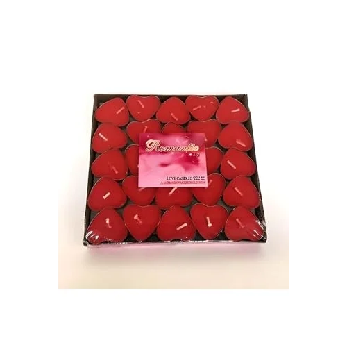50Li Kalp Kırmızı Tealight Mum
