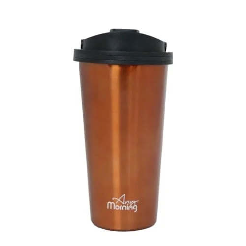 500 ml Paslanmaz Çelik Termos Mug, Çift Katmanlı, Sızdırmaz Kapak, Bakır Rengi SI231902
