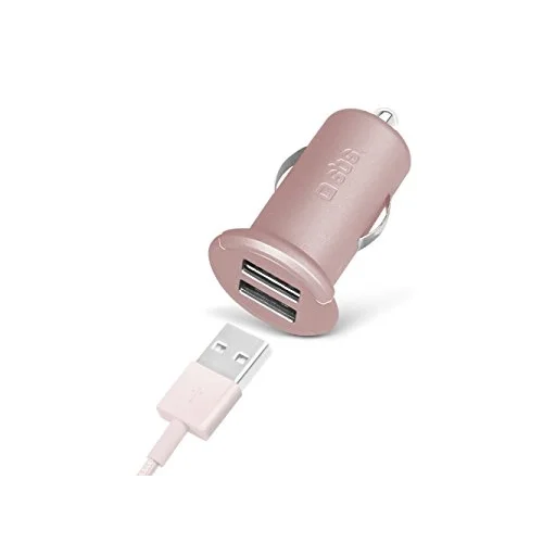 5513 2 Mini Girişli Usb Araç Şarj Cihazı, Pembe