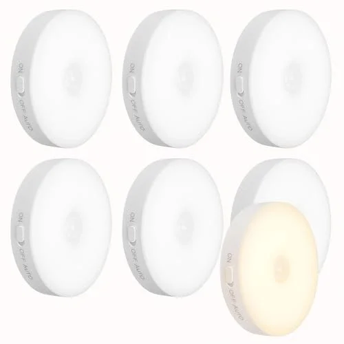 6lı Set Hareket Sensörlü Gece Lambası – USB Şarjlı 4000K Gün Işığı LED – Duvar, Dolap, Merdiven, Başucu için Akıllı Işık