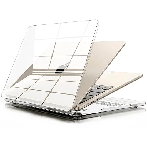 MacBook Air【M5/M4/M3/M2】13.6 inç | ile Uyumlu Crystal Ultra Şeffaf Sert Kılıf | 2026/2025/2024/2023/2022 | A3449 - A3240 - A3113 - A2681 | Yılları ve Model Numaraları (Şeffaf, 13.6 inç)