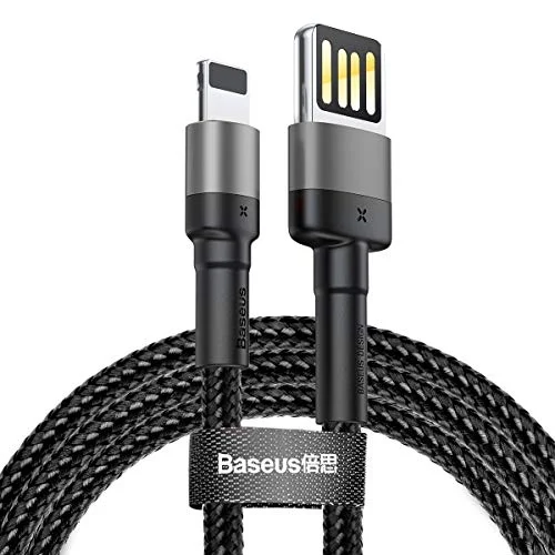 Cafule Special Edition, USB-A & Lightning 2.4 A Şarj & Data Aktarım Kablosu,1 Metre, Gri - Siyah, ‎CALKLF-GG1