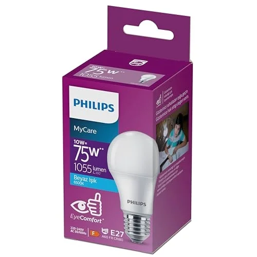 75W Led Ampul, 6500K Beyaz Işık, E27 Normal Duy