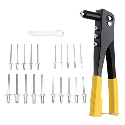 AEE® 4 Uçlu Profesyonel Perçin Tabancası Seti – 2.4/3.2/4.0/4.8 mm Başlık + 40 Adet Alüminyum Perçin + Anahtar | Metal, Plastik ve Deri Delme & Sabitleme Aracı