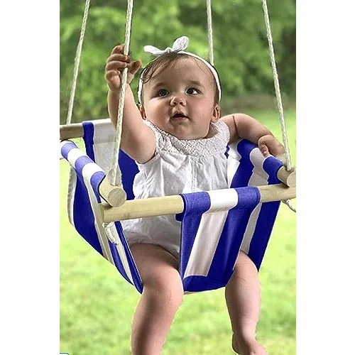 Ahşap Bebek Salıncağı (Mavi)