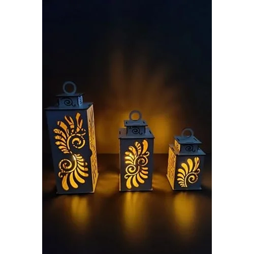 Ahşap Dekoratif Mumluk Beyaz 3