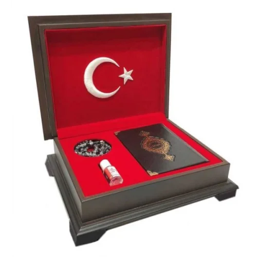 Ahşap Kutulu KurAn(Çanta Boy Ay-Yıldız) (0353)