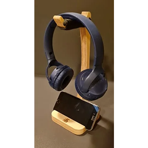 Ahşap telefon tutuculu kulakık standı