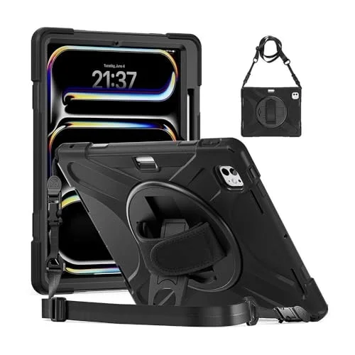 Apple ile uyumlu iPad Pro 13 2025 M5 Defender Tablet Silikon Siyah